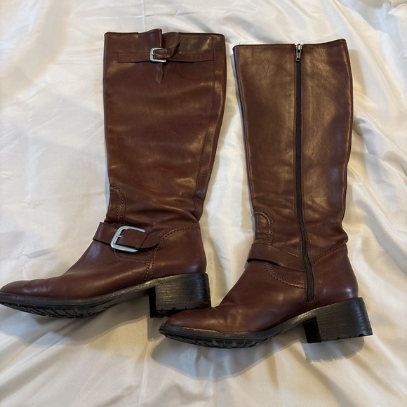Cole Haan Collection Womens 6.5 Brown Leather Tall Zip Riding Boots Italy - Picture 1 of 15